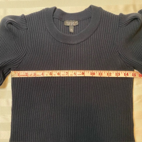 TOPSHOP Women’s Dark Navy Ribbed Long Sleeve Sweater Sz 6 - Picture 3 of 12